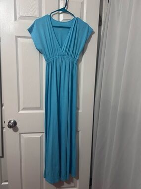 Mossimo Supply Co. Turquoise V-Neck Maxi Dress